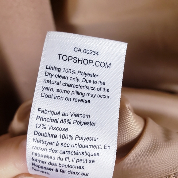 TopShop Double-Breasted  Long‎ Trench Coat Camel Tan Longline Oversized Size 8 - Picture 8 of 9